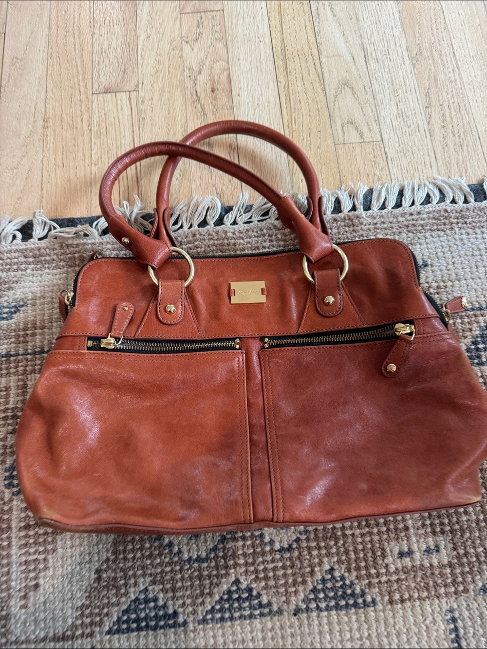 Modalu Leather Satchel Handbag - Brown